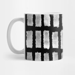 White Grid on Black, Brush Strokes Mug